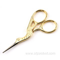 Retro cut embroidery stork stainless steel gilt beauty crane scissors